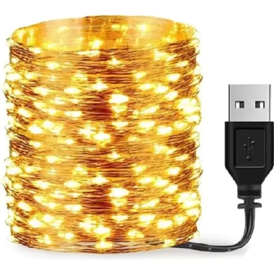 Гирлянда USB светодиодная теплый белый 20м