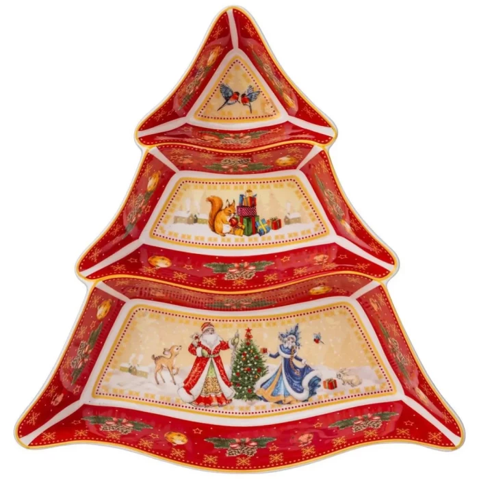 Менажница-елка Lefard Дед Мороз и Снегурочка 24х24х3см