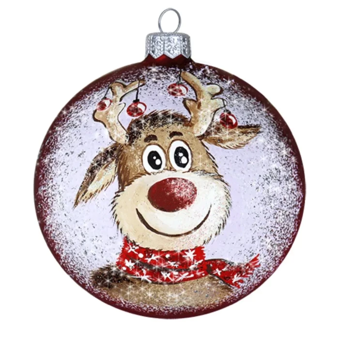 Шар стеклянный декорированный Декар Новогодний олень 100 в42