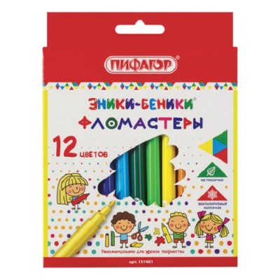 Фломастеры 12 цветов «ЭНИКИ-БЕНИКИ» ПИФАГОР арт. 151401