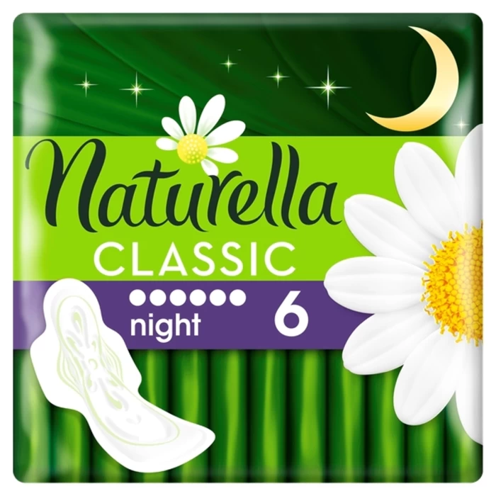 Прокладки гигиенические "Naturella classic night" с крылышками 6шт "Ромашка"