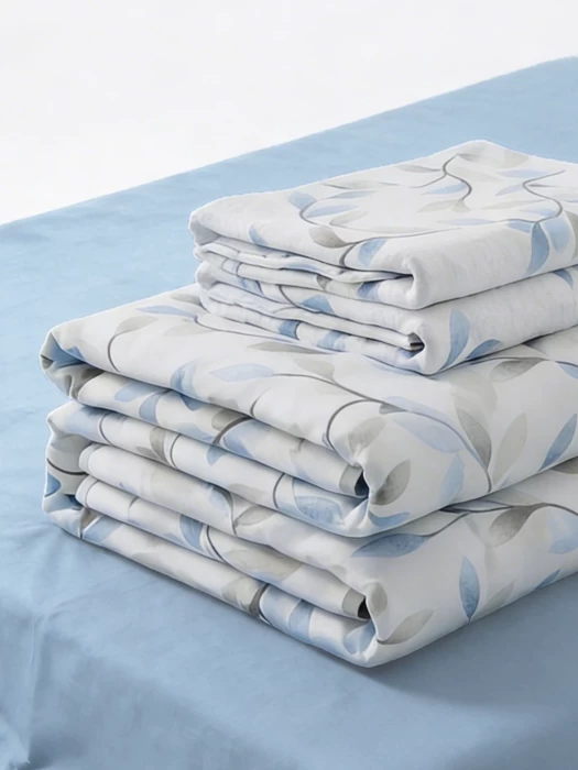 Комплект постельного белья Евро ТМ "ЦУМ" Голубые листья