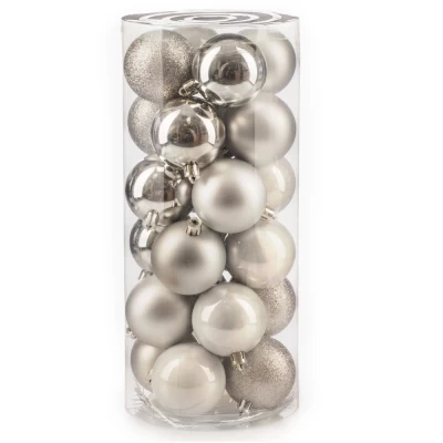Набор шаров новогодних Ausini VT25-04003-2 серебристый 24шт