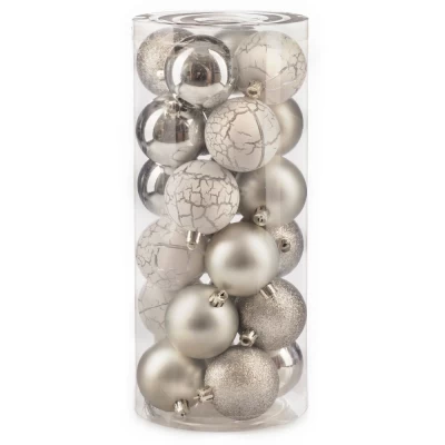 Набор шаров новогодних Ausini VT25-04020-2 серебристый 24шт