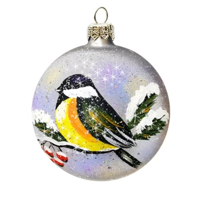 Шар стеклянный декорированный Декарт Синица 100 в14