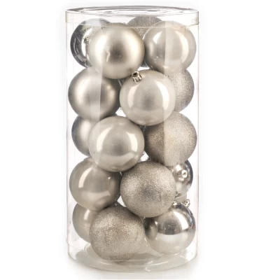 Набор шаров новогодних Ausini VT25-04007-2 серебристый 20шт