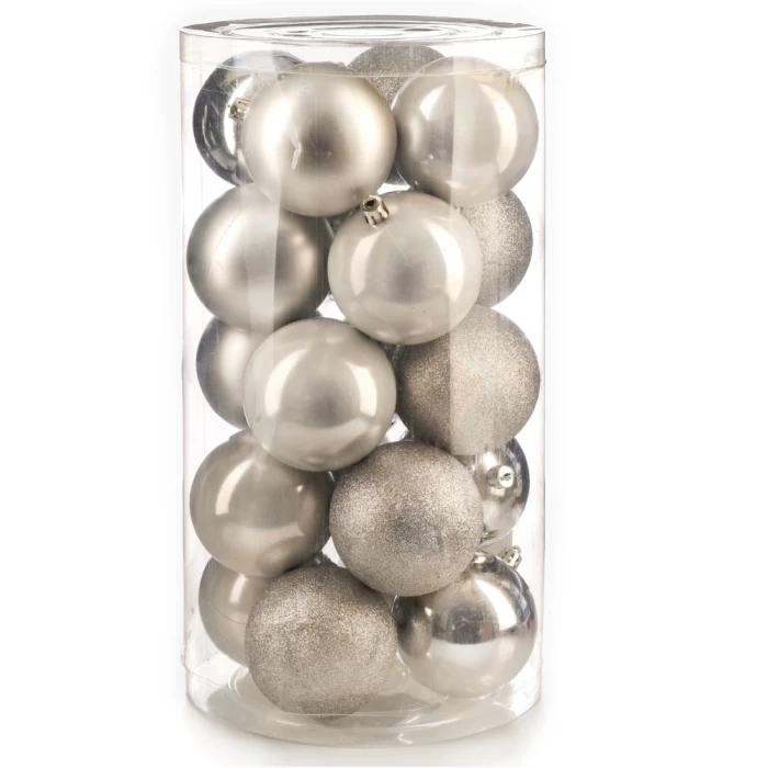 Набор шаров новогодних Ausini VT25-04007-2 серебристый 20шт