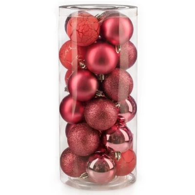 Набор шаров новогодних Ausini VT25-04020-8 темная роза 24шт