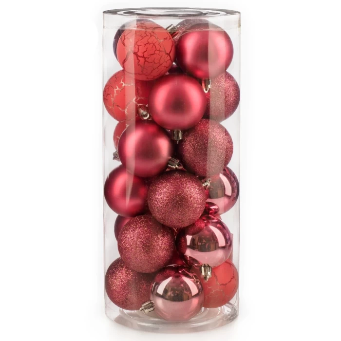 Набор шаров новогодних Ausini VT25-04020-8 темная роза 24шт