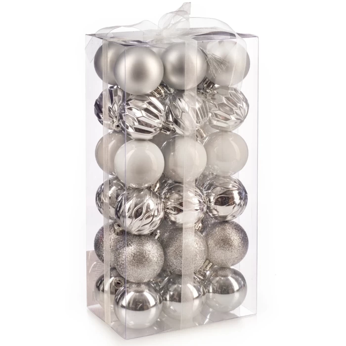 Набор шаров новогодних Ausini B8145SL серебро 36шт