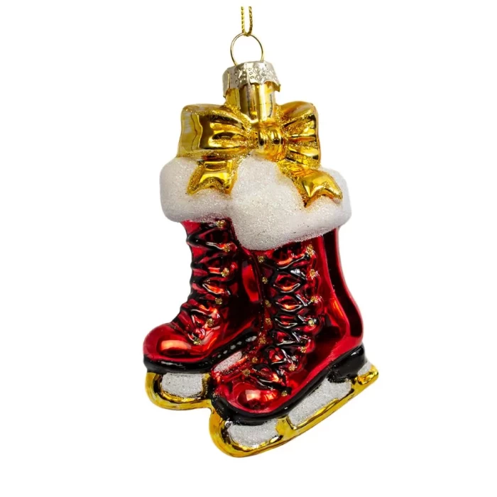 Елочная игрушка стеклянная декорированная Красные коньки