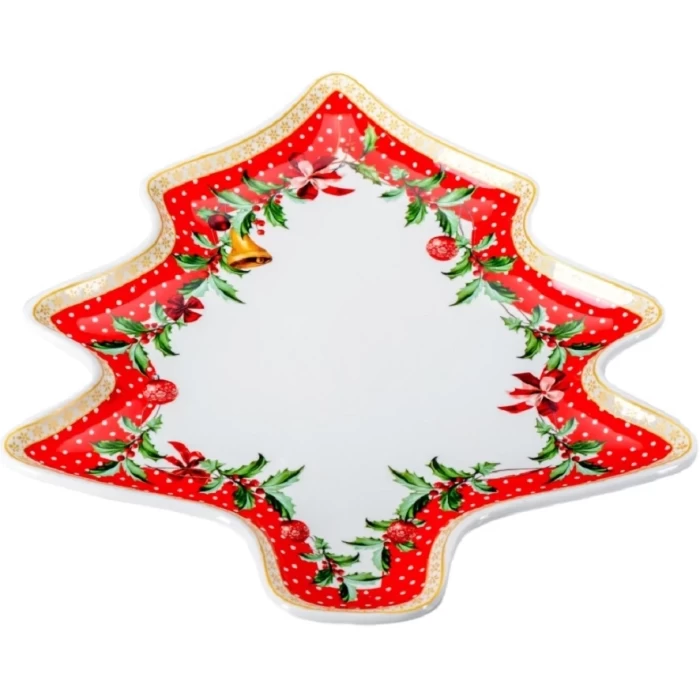 Тарелка фарфоровая Елка новогодняя 23см