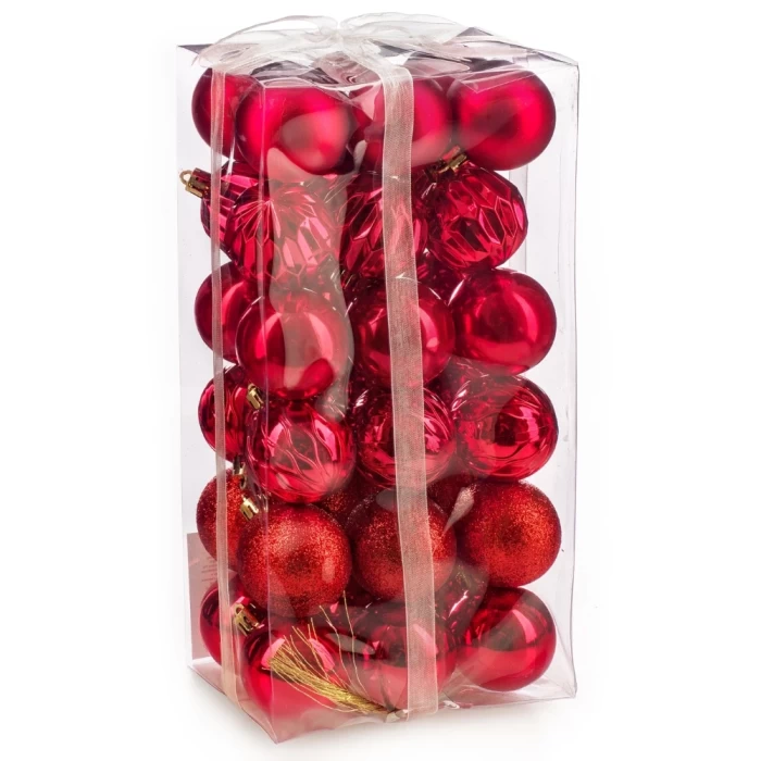 Набор шаров новогодних Ausini B8145RD красный 36шт