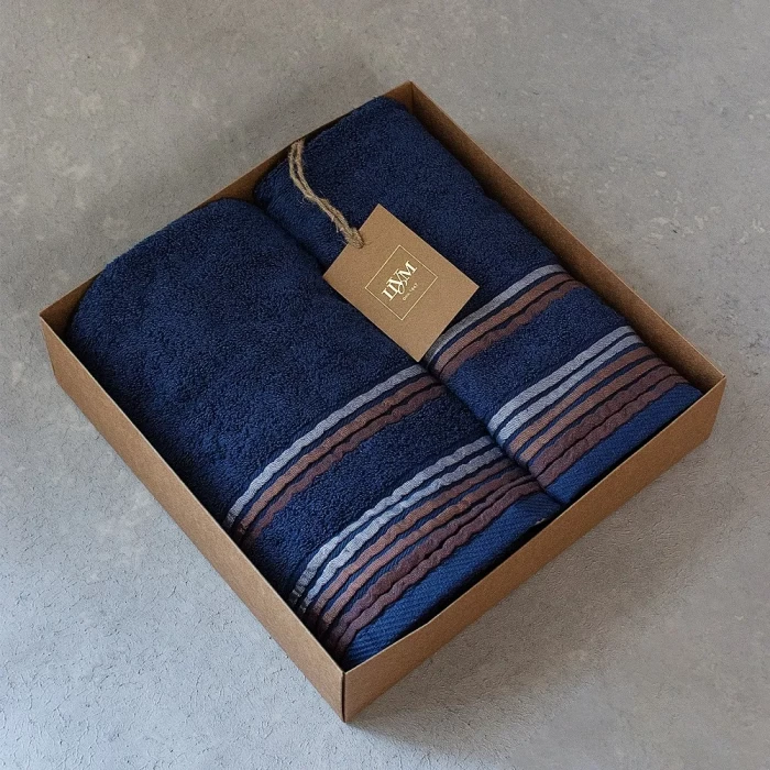 Набор полотенец махровых ТМ "ЦУМ" серо-синий