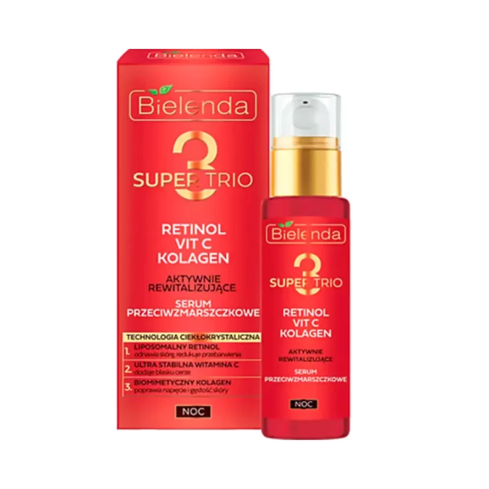 Сыворотка для лица Bielenda Super Trio Retinol+Vit C+Kolagen против морщин 30мл