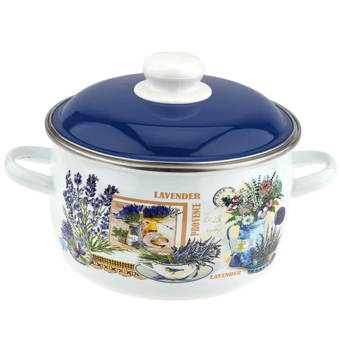 Кастрюля СтальЭмаль Горная лаванда